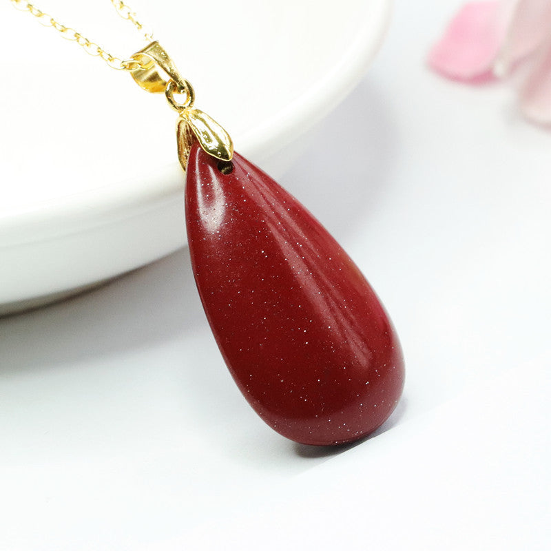 Cinnabar Pendant Purple Gold Sand Water Drop Pendant Jewelry