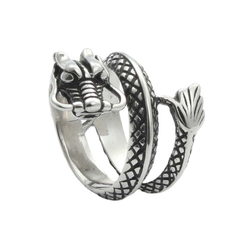 Titanium Steel Dragon Ring for Men - Retro Trendy Animal Accessory Direct from Manufacturer