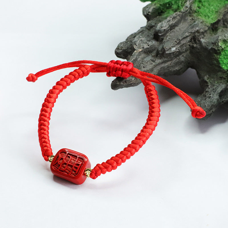 Cinnabar Bracelet with Red Sand Peace and Happiness Mitt Red Rope Jewelry