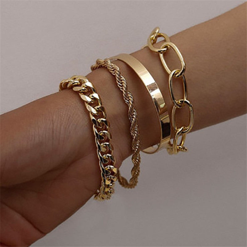 Metal Chain Bracelet Set with Retro Vibes - Vienna Verve Collection