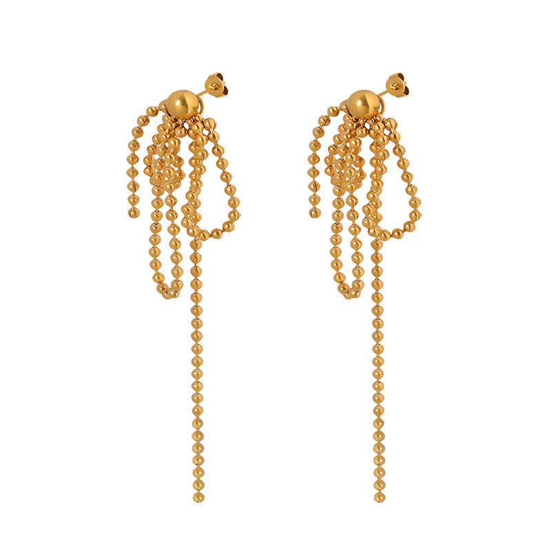 Korean Chain Beads Fringed Pendant Earrings for Stylish Women