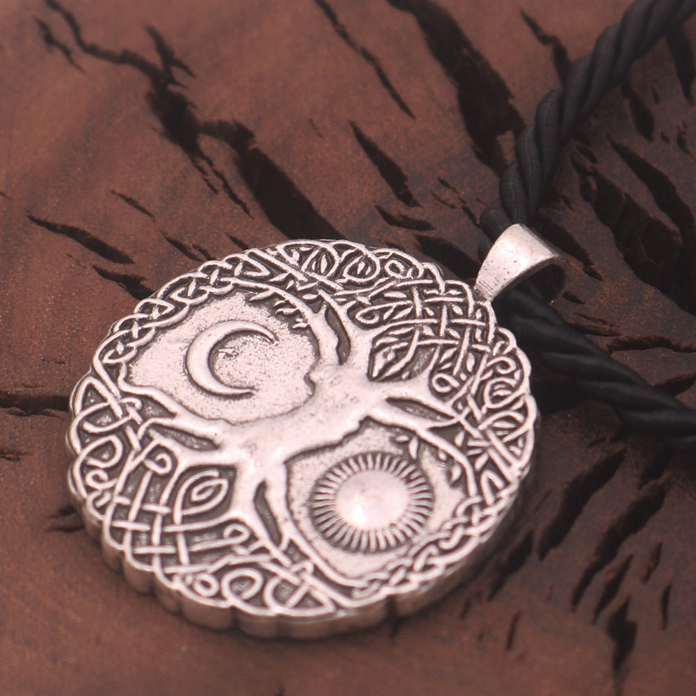 Mystical Tree of Life Zinc Alloy Pendant Necklace for Men from the Norse Legacy Collection