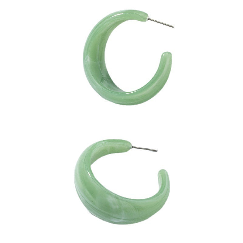 Exaggerated Resin Acrylic Earrings Set with C-Shaped Design