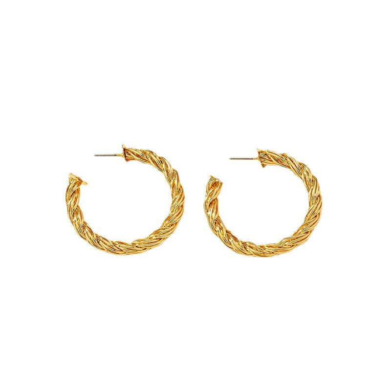 Golden C-Shaped Vienna Verve Earrings by Planderful