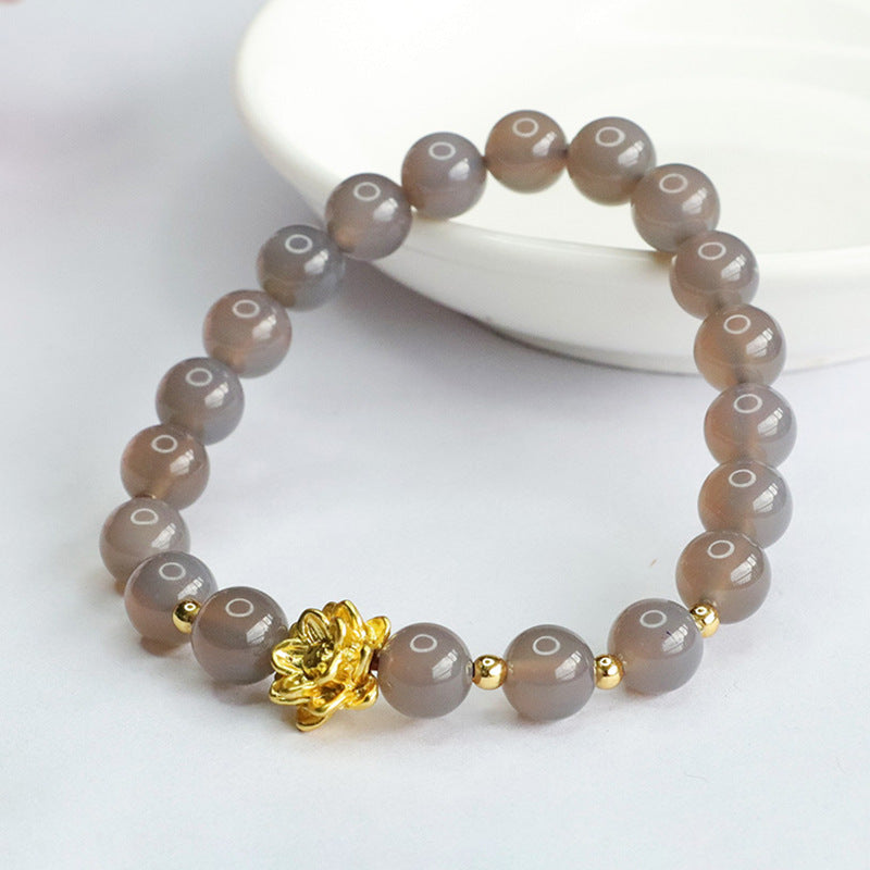 Golden Lotus Sterling Silver Chalcedony Bracelet