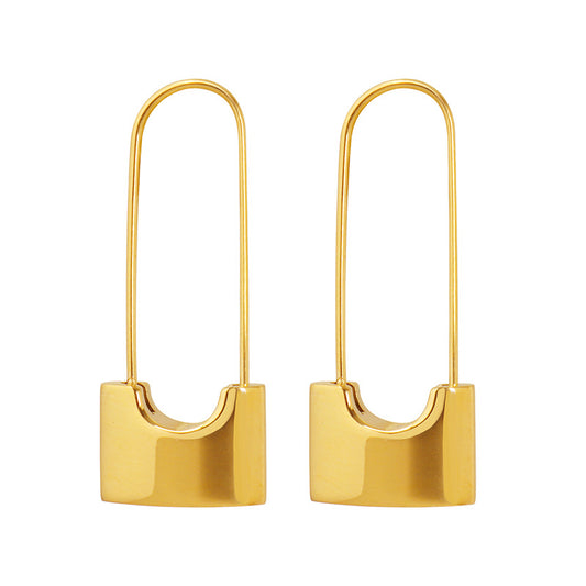 Street Chic Titanium Steel Lock Earrings for Women - Everyday Genie Collection