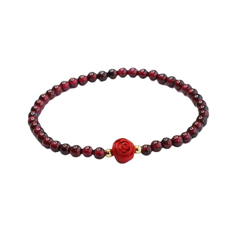 Vermilion Sand and Garnet Sterling Silver Bracelet