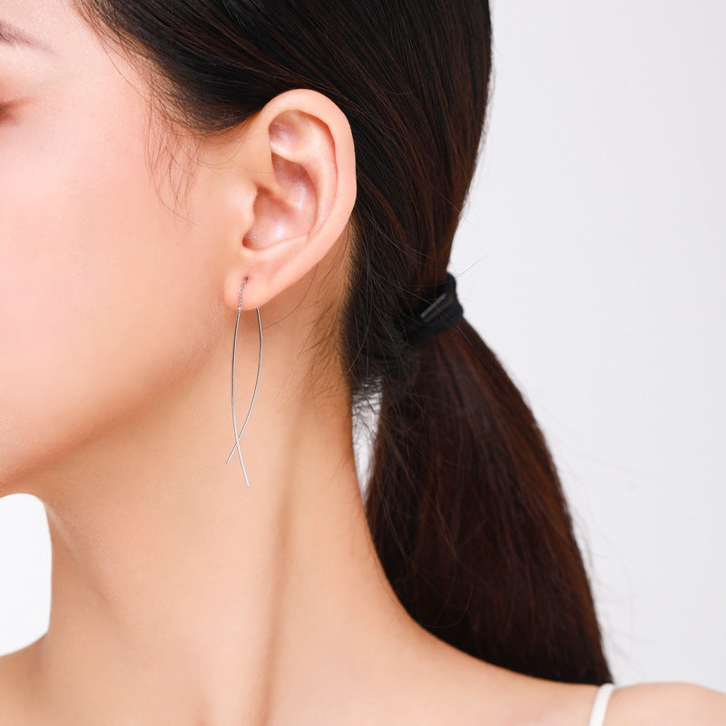 Sterling Silver Forest Ear Line Earrings with Japanese and Korean Niche Design