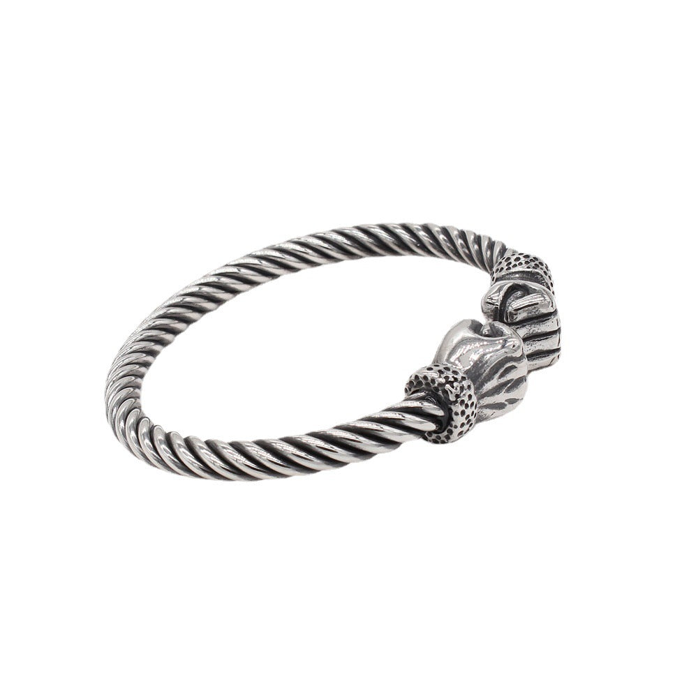 Personalized Retro Titanium Steel Boxing Fist Bracelet for Men - European and American Fitness Style