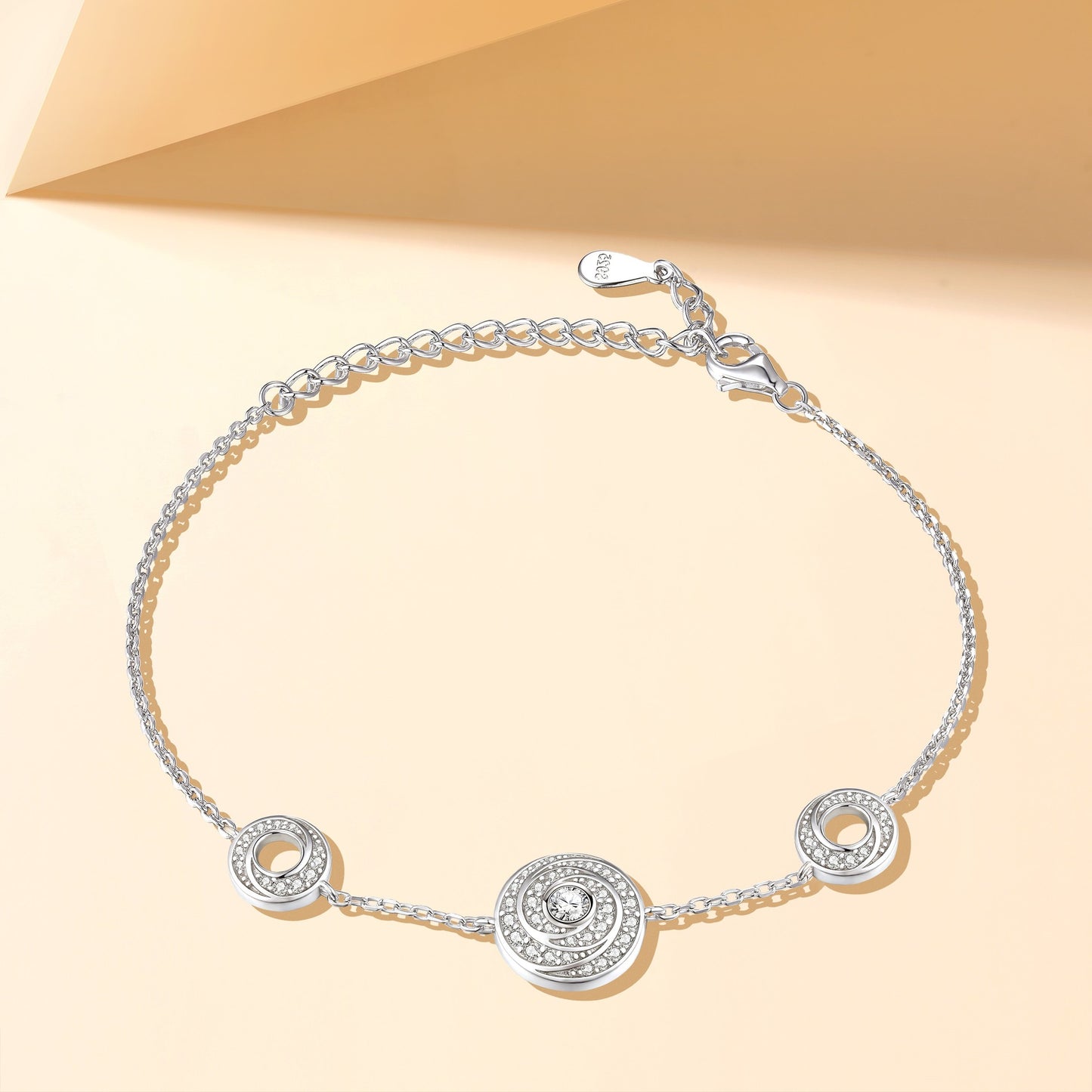 Circular Vortex Zircon Sterling Silver Bracelet