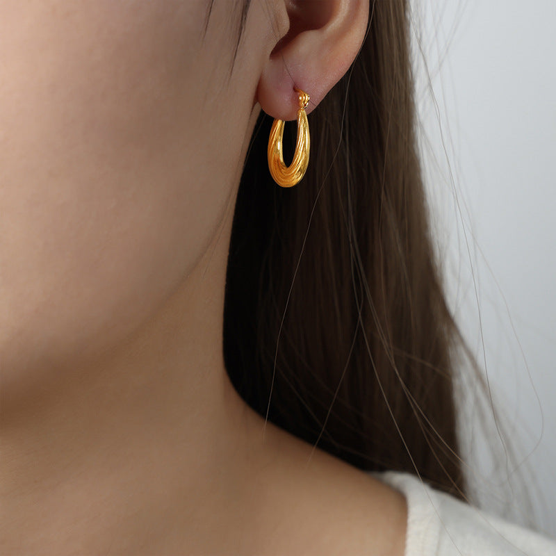 Exquisite Geometric Gold-Plated Earrings with Metal Needles by Planderful Collection