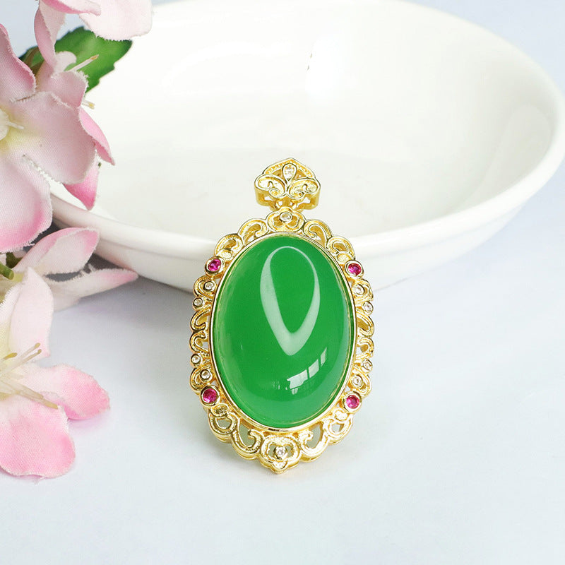 Pigeon Eggs Green Chalcedony Pendant