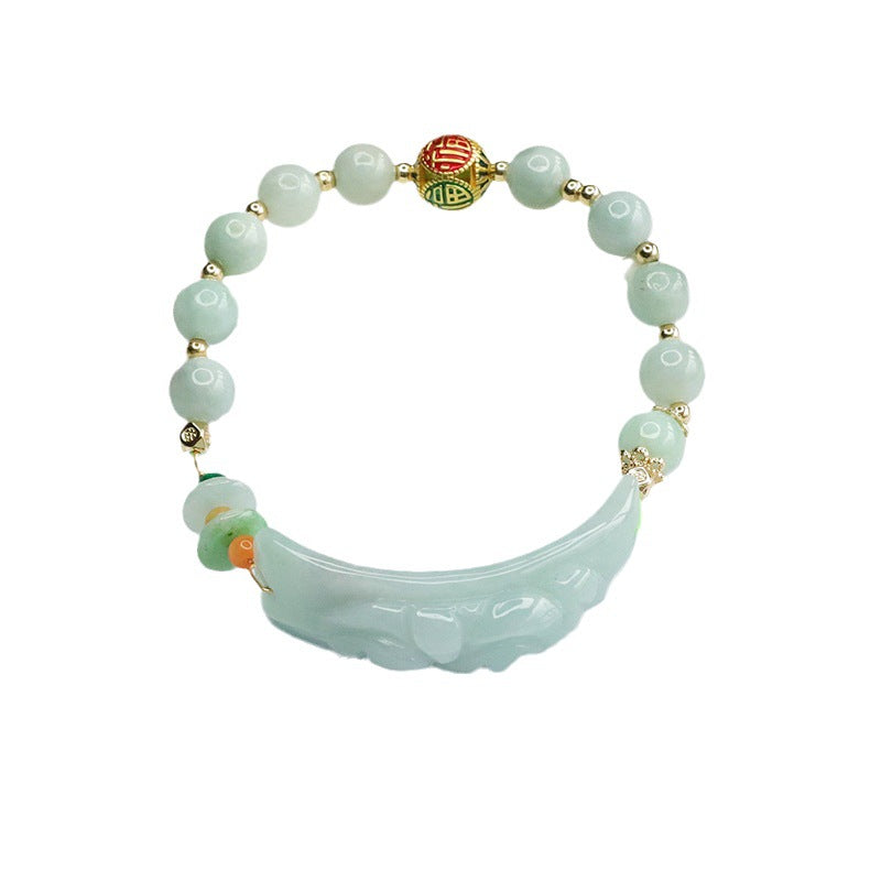 Jade Pixiu Blessing Bead Sterling Silver Bracelet