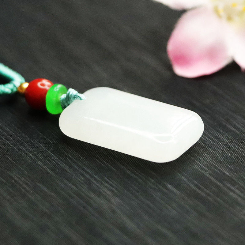 Elegant Hetian Jade Rectangle Pendant from the Fortune's Favor Collection