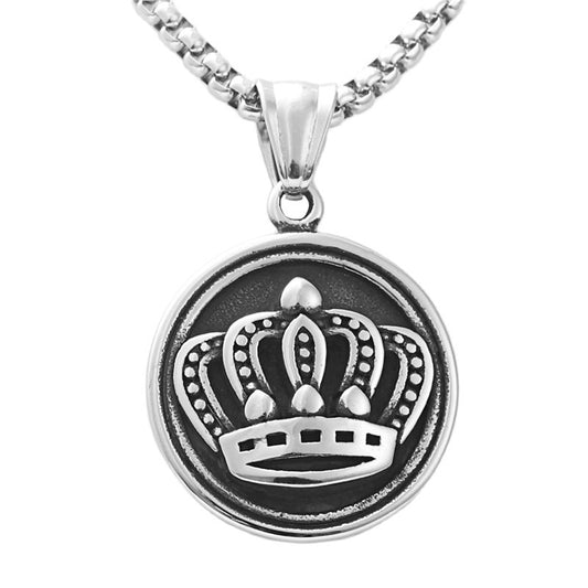 Personalized Punk Titanium Steel Crown Pendant Necklace for Trendy Girls