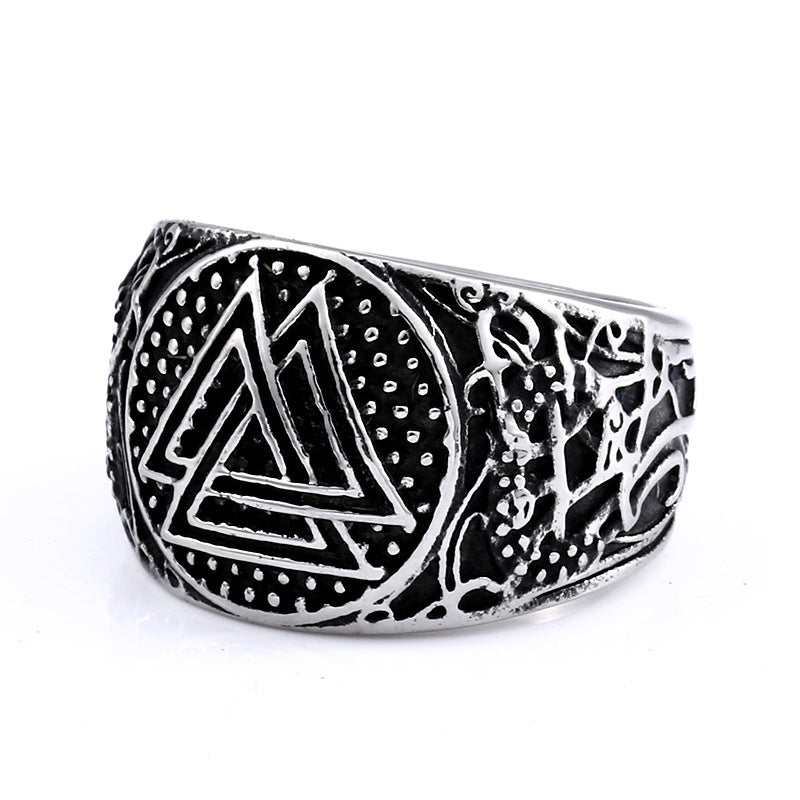 Titanium Steel Viking Triangle Stack Ring for Men - Trendy Wholesale Fashion Accessory