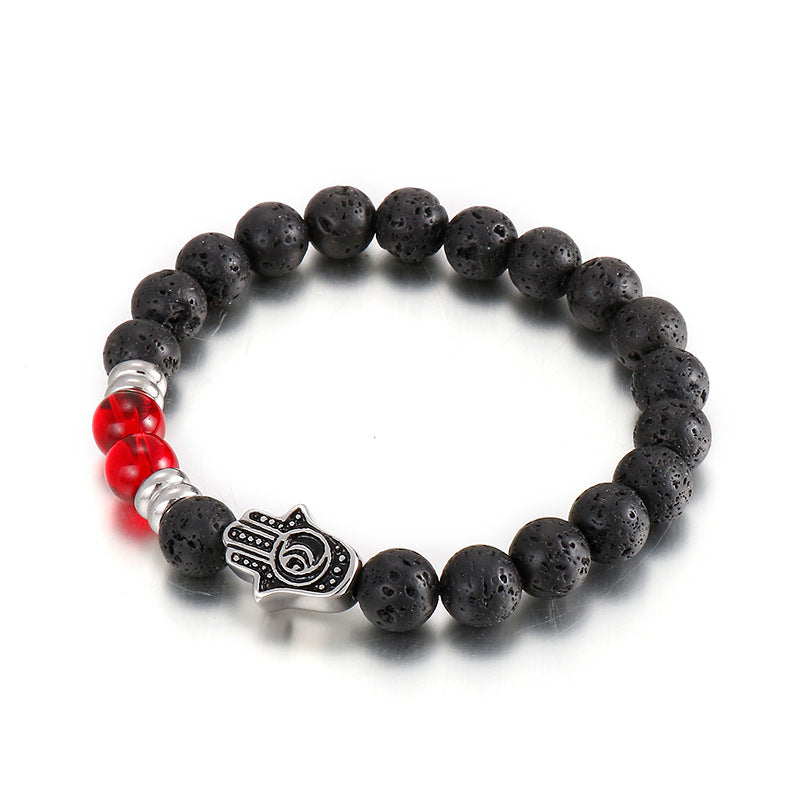 Men's Volcanic Stone Buddha Bead Bracelet by Planderful Collection