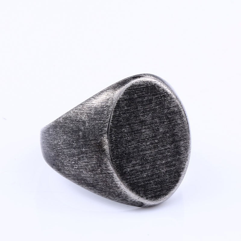 Elegant Retro Brushed Titanium Steel Men's Ring - Wholesale Fashion Jewelry for Modern Style