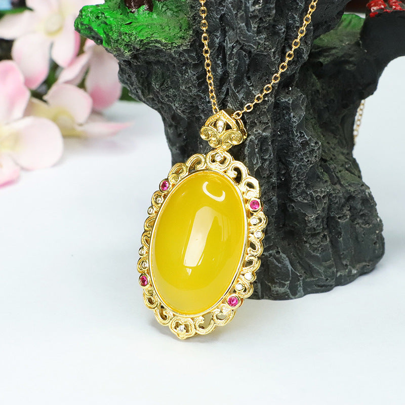 Pigeon Eggs Yellow Chalcedony Auspicious Cloud Zircon Pendant