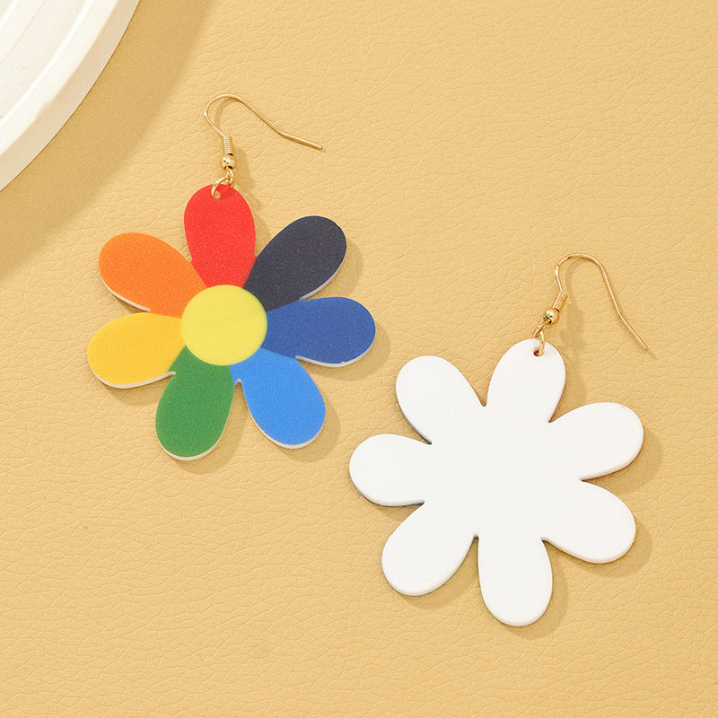 European and American Acrylic Printed Flower Earrings - Vienna Verve Collection