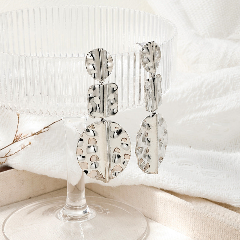 Exaggerated Metal Geometric Earrings with a Touch of Vienna Verve