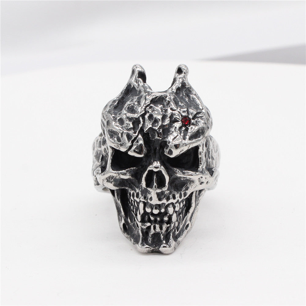 Halloween Batman Demon Skull Titanium Steel Ring for Men