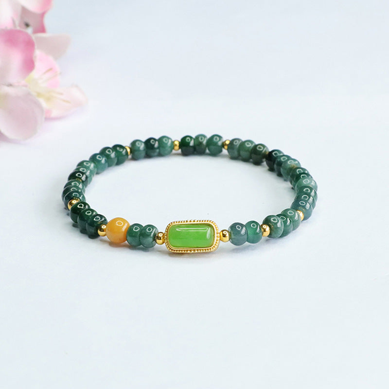 Jade Abacus Bracelet with Blue and Green Beads