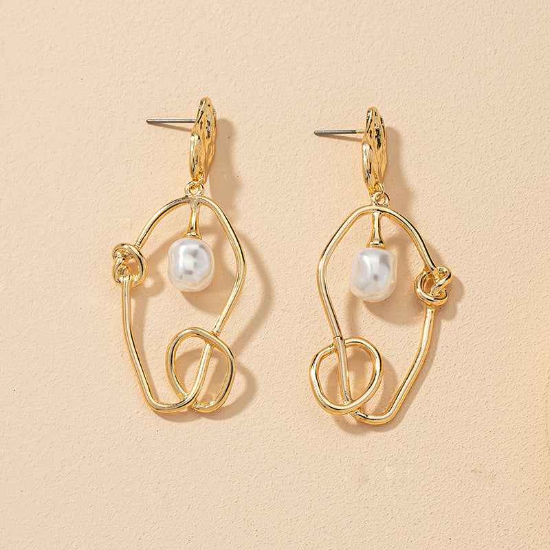 Metallic Geometry Pearl Earrings - Vienna Verve Collection