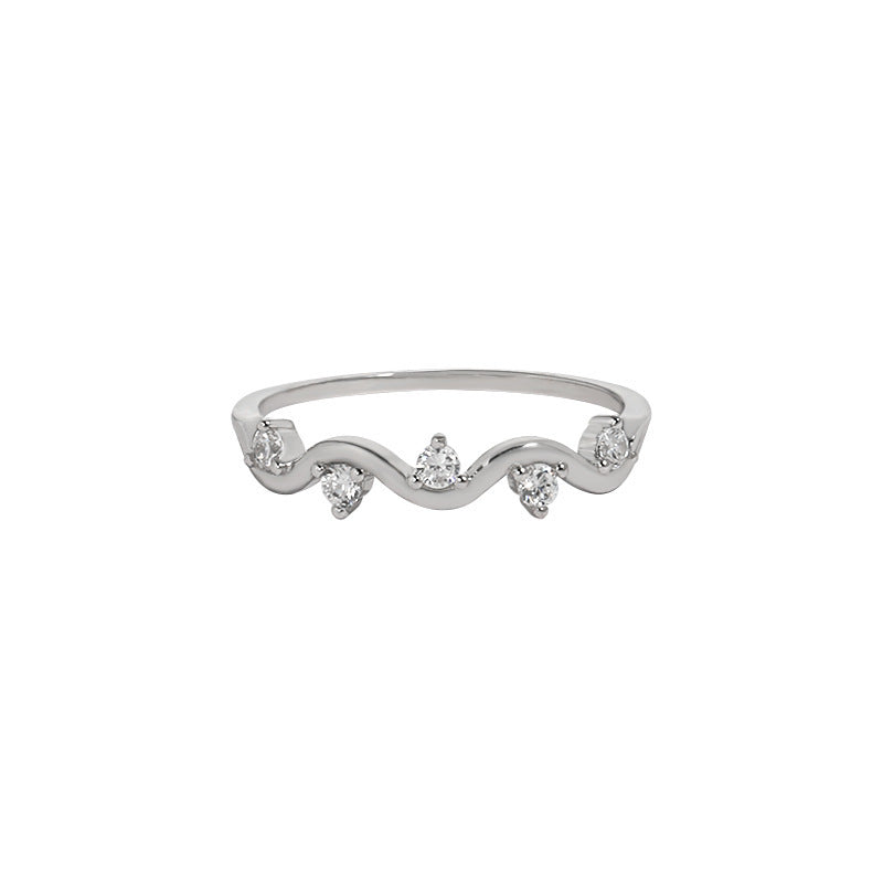 Wave with Small Zircon Sterling Silver Ring