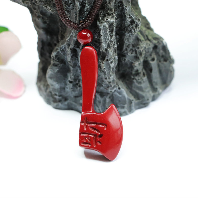 Fortune's Favor Cinnabar Axe Pendant - Sterling Silver Jewelry