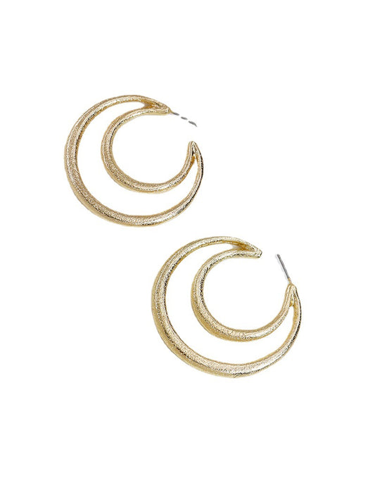 Geometric Moon C-Shaped Metal Earrings with Stylish European Touch