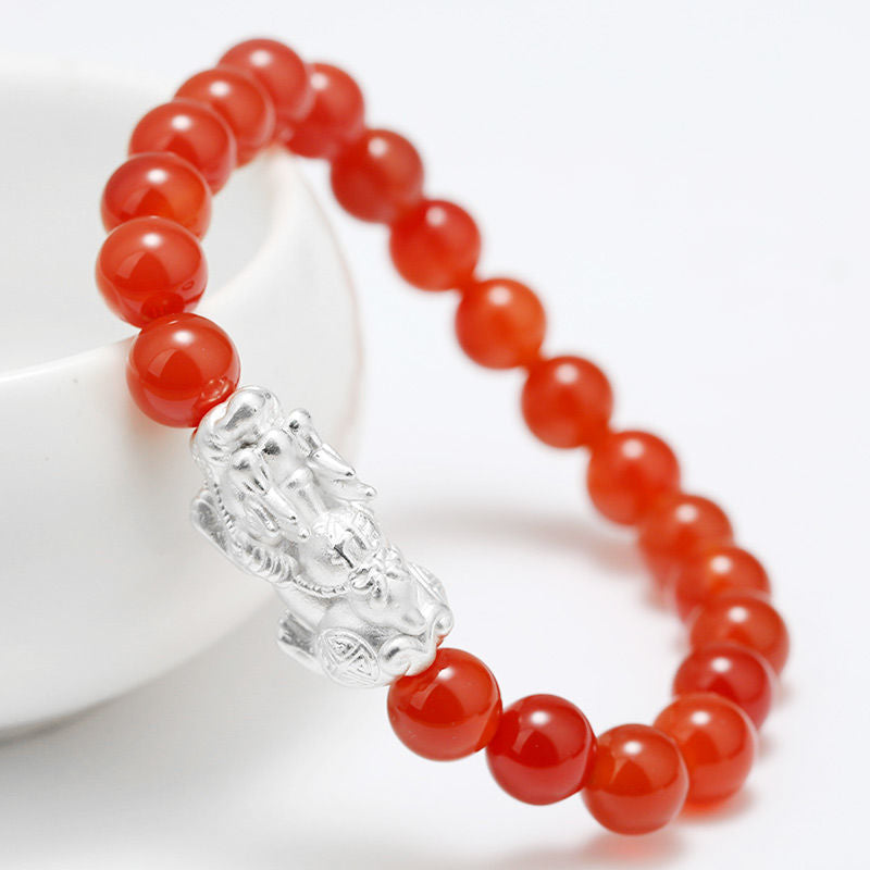 Silver Agate Pixiu Couple Bracelet