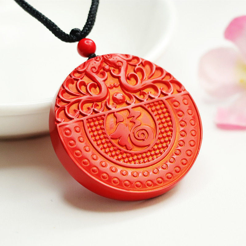 Cinnabar Blessing Pendant from Benmingnian Jewelry, Red Sand Pendant.