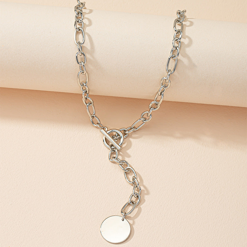 Buckle Chain Pendant Necklace with European and American Style Vibe