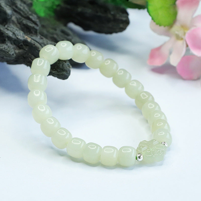 Fortune's Favor Sterling Silver Jade Bead Bracelet for Women