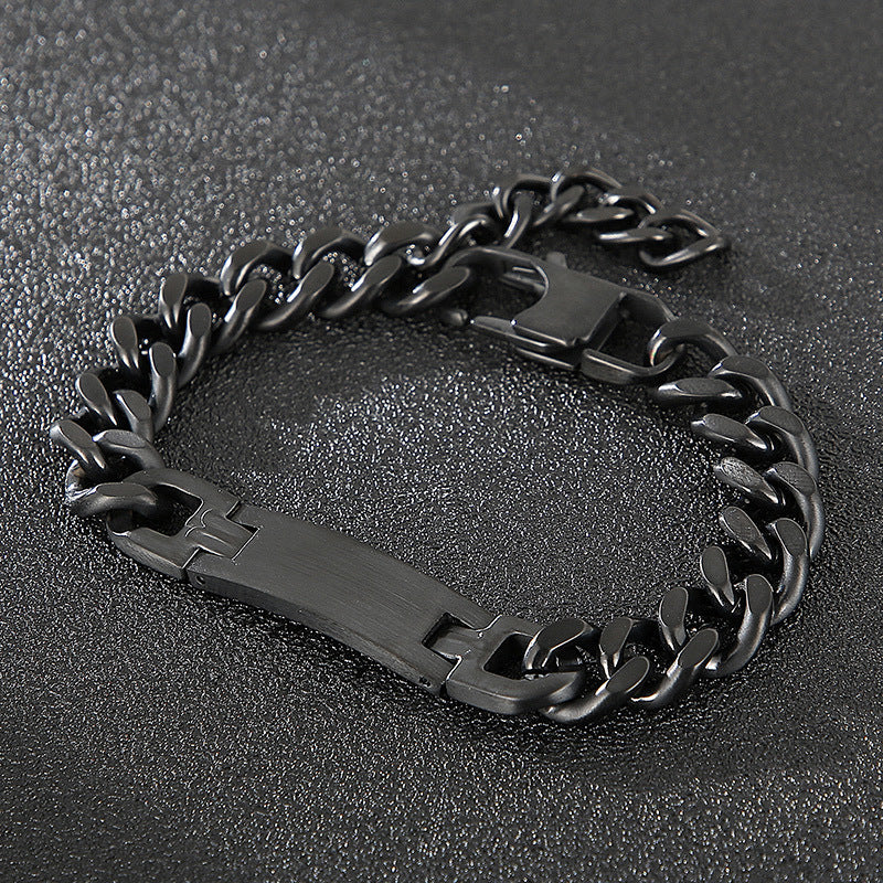 Trendy Hip Hop Cuban Chain Bracelet for Men - European and American Style Titanium Steel Accessory