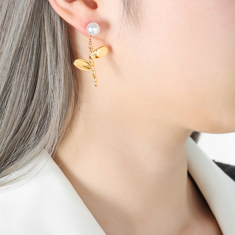 Golden Blooms Titanium Steel Earrings