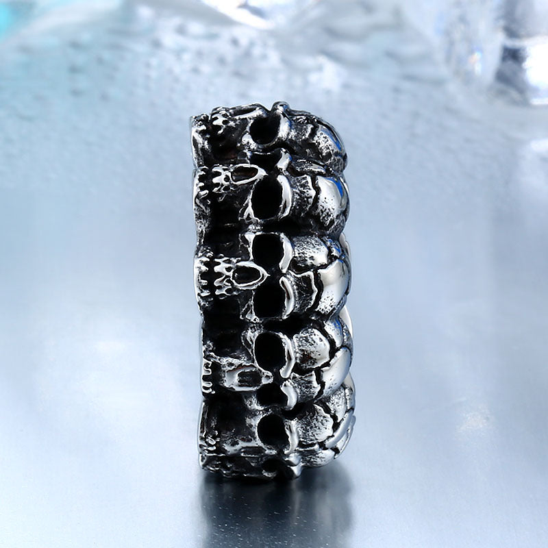 Punk-Inspired Retro Stainless Steel Skull Ring for Men - Hip-Hop Style Titanium Steel Jewelry in Bulk