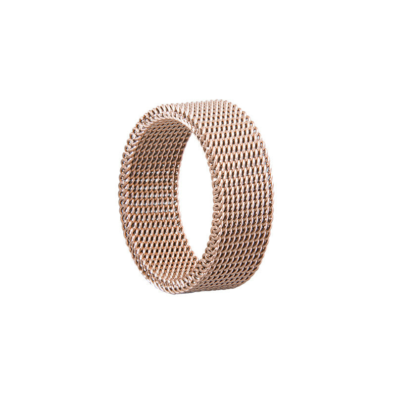 Titanium Steel Braided Mesh Deformable Ring - Men's Vacuum Electroplated Non-Fading 8MM - Size 6-12