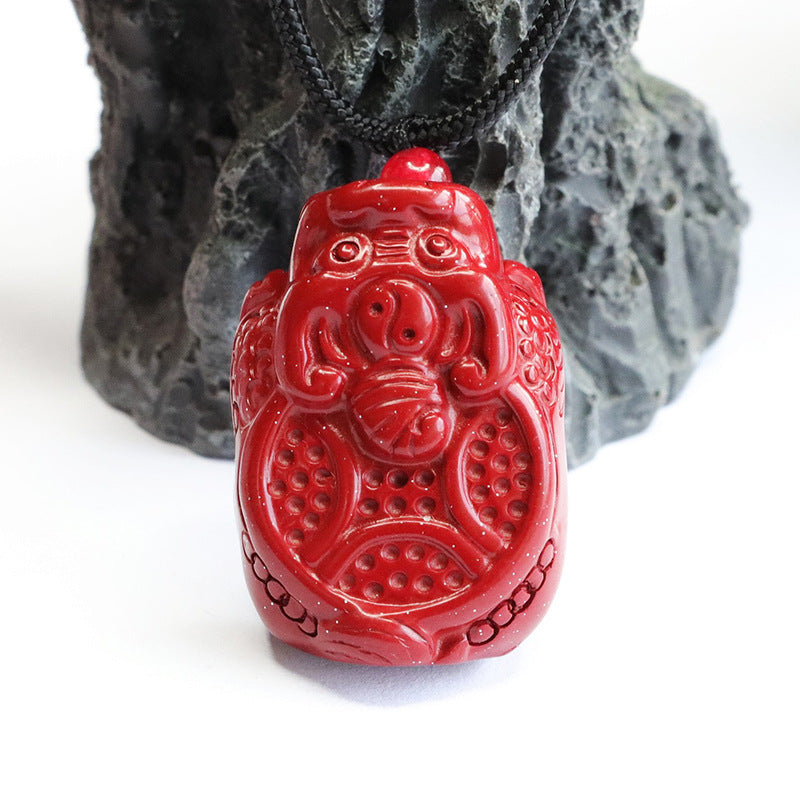 Fortune's Favor Sterling Silver Cinnabar Pixiu Pendant