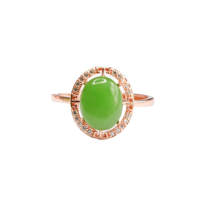 Natural Hotan Jade Zircon Cross Ring - Sterling Silver Jewelry