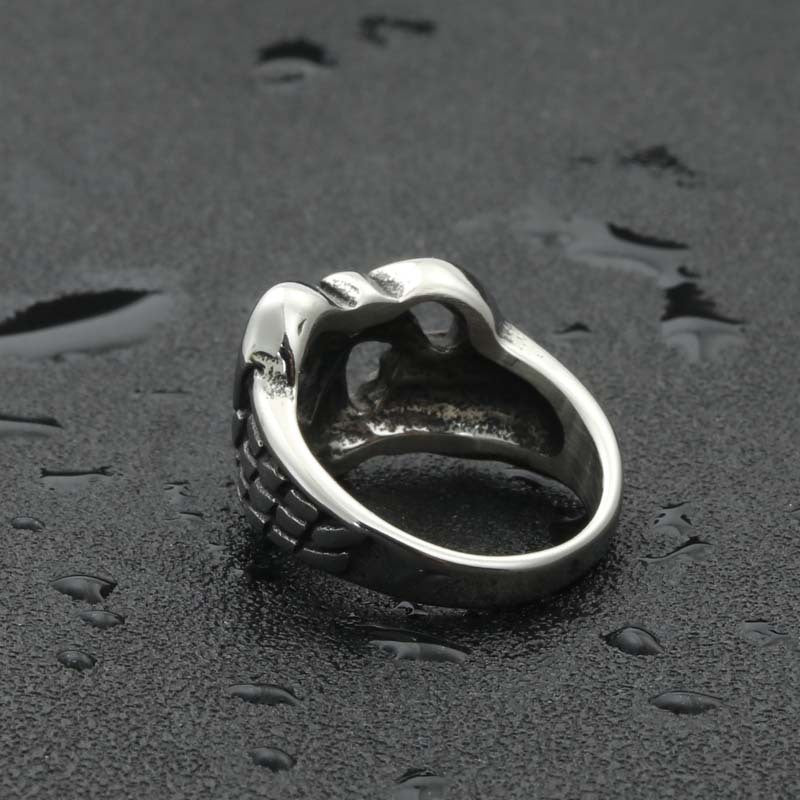 Titanium Steel Cross Heart Ring - Retro Hipster Punk Jewelry for Men