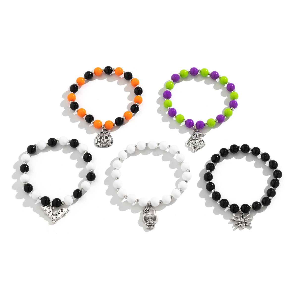 European and American Halloween Skull Pumpkin Bracelet with Witch Spider Beads