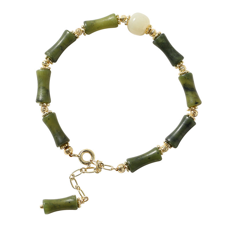 Chinese Style Hetian Jade Bracelet with Gold Plating