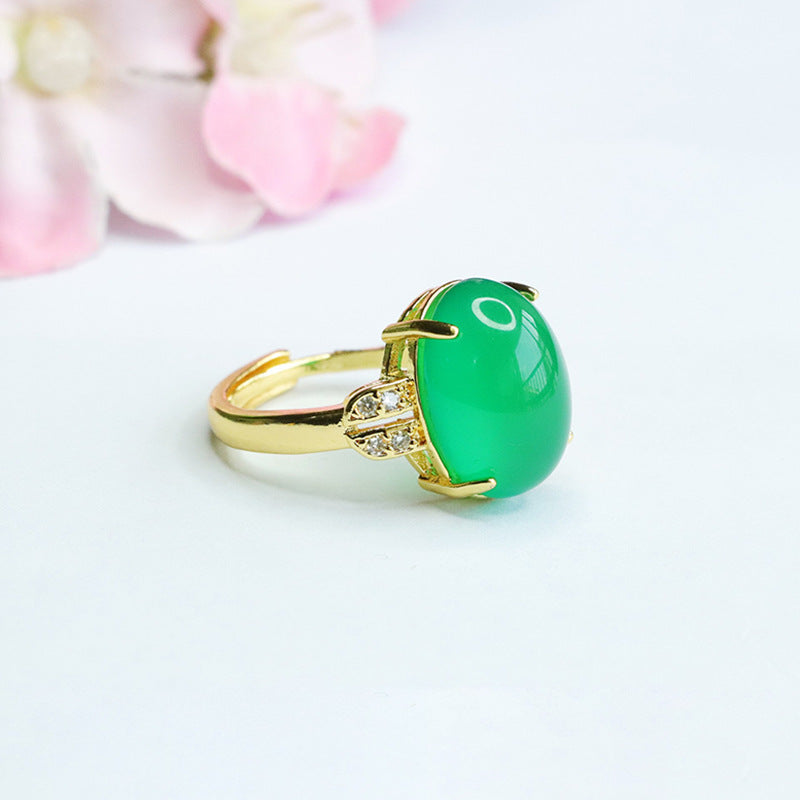 Green Chalcedony Sterling Silver Ring - Fortune's Favor