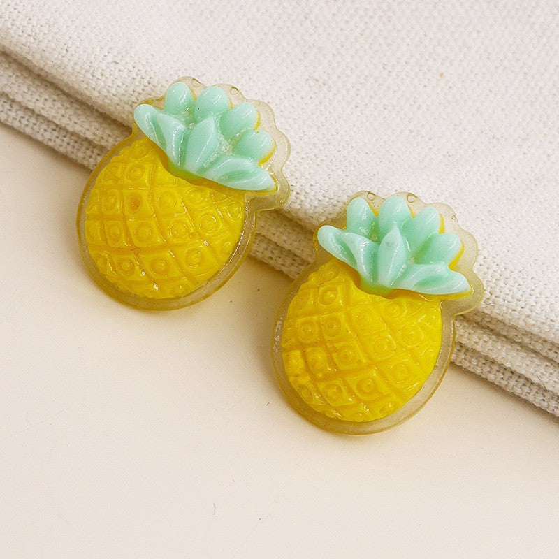 Pineapple Charm Resin Earrings - Trendy Cross-border Fashion Accessory