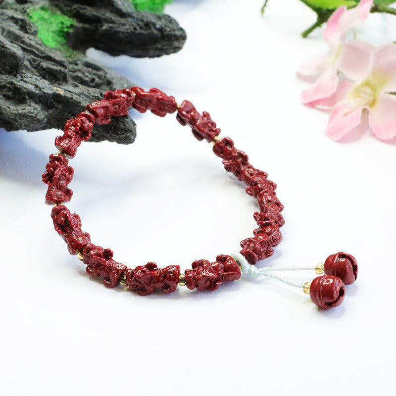 Purple Gold Sand Pixiu Cinnabar Bracelet