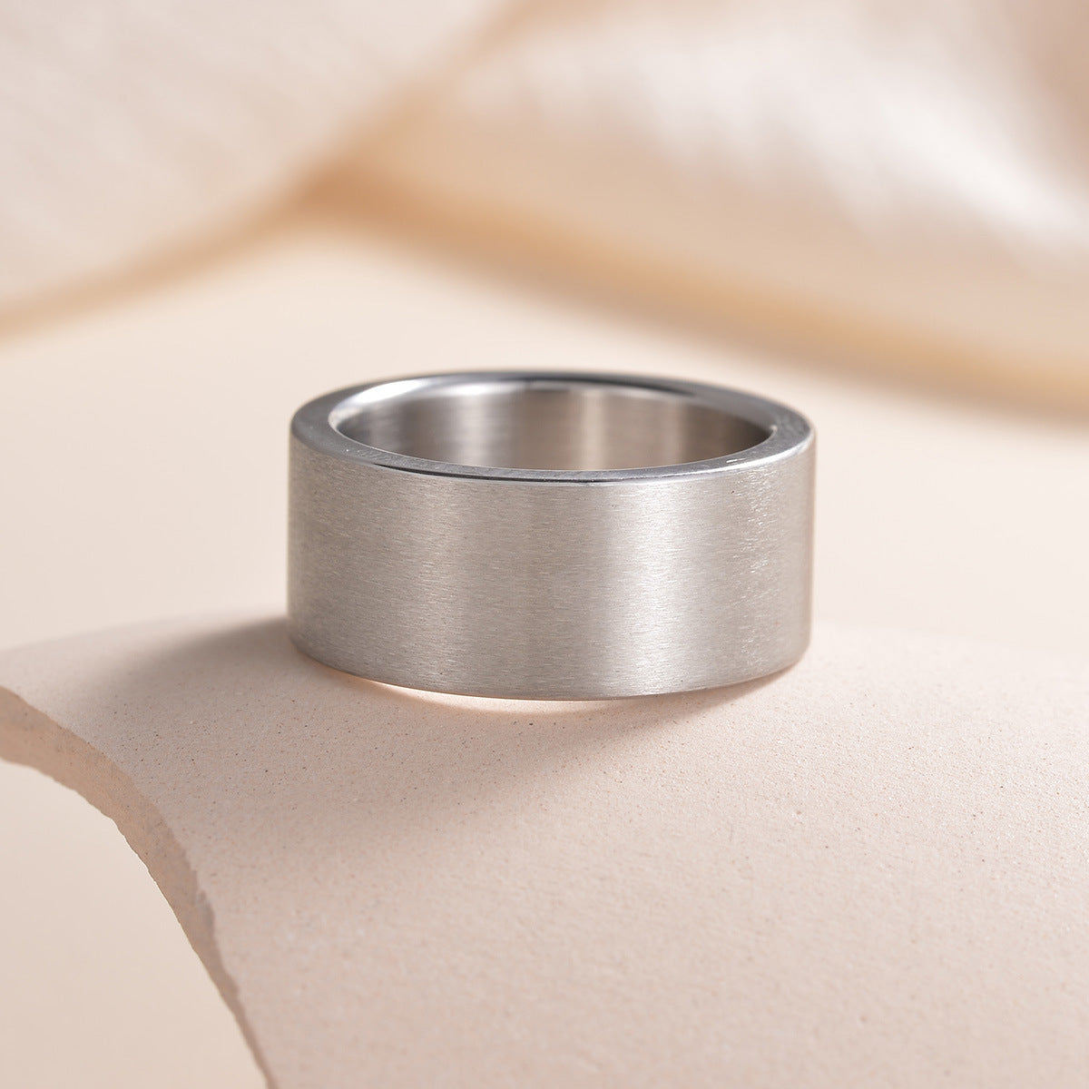 Modern Minimalist Titanium Steel Men's Ring with Matte Finish - European Style Handpiece