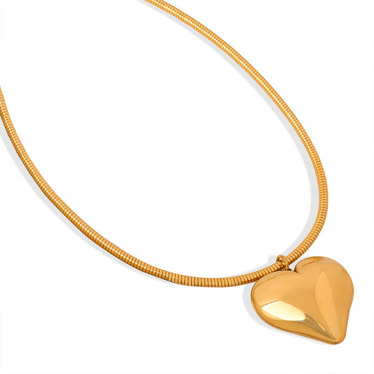 Dainty Titanium Gold Heart Pendant Necklace by Planderful - Elegant Everyday Genie Accessory