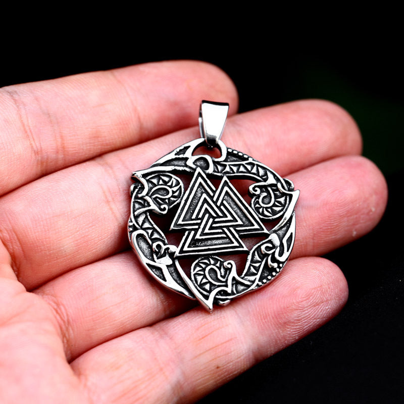 Wholesale Retro Viking Rune Pendant in Stacked Triangular Design for Men - Titanium Steel and Stainless Steel Collection